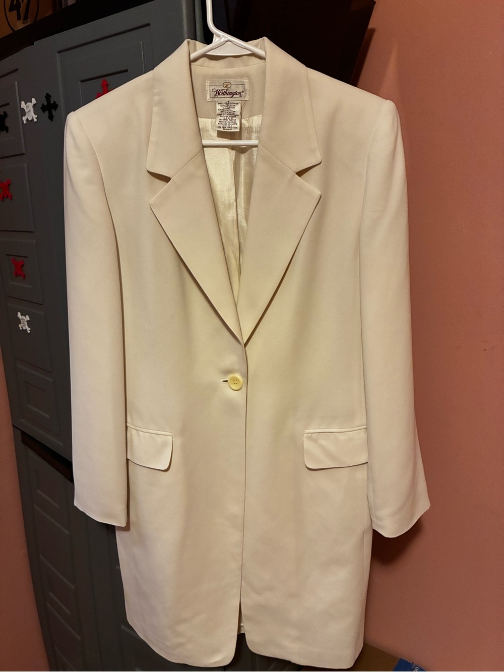 Worthington Ivory Longline Blazer Jacket Size 6 One Button
